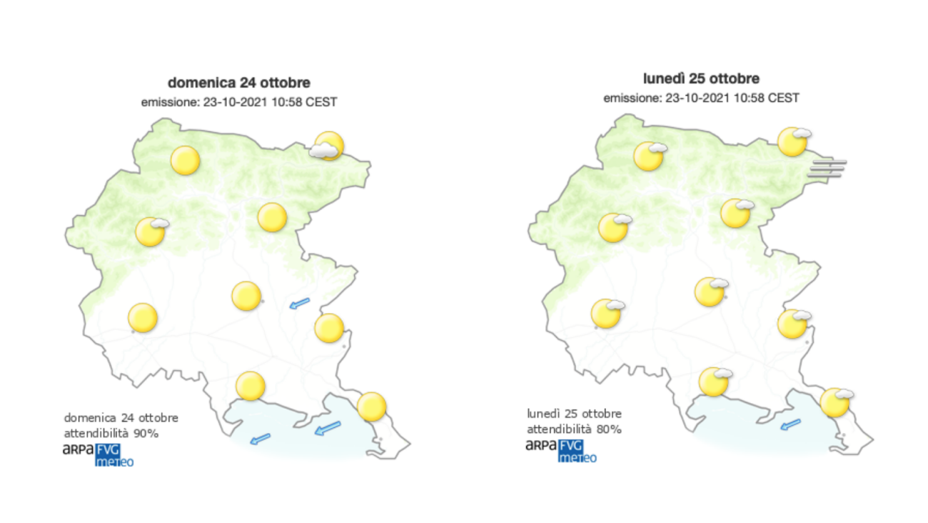 Immagine per Meteo, domenica di sole sul Goriziano grazie all'anticiclone